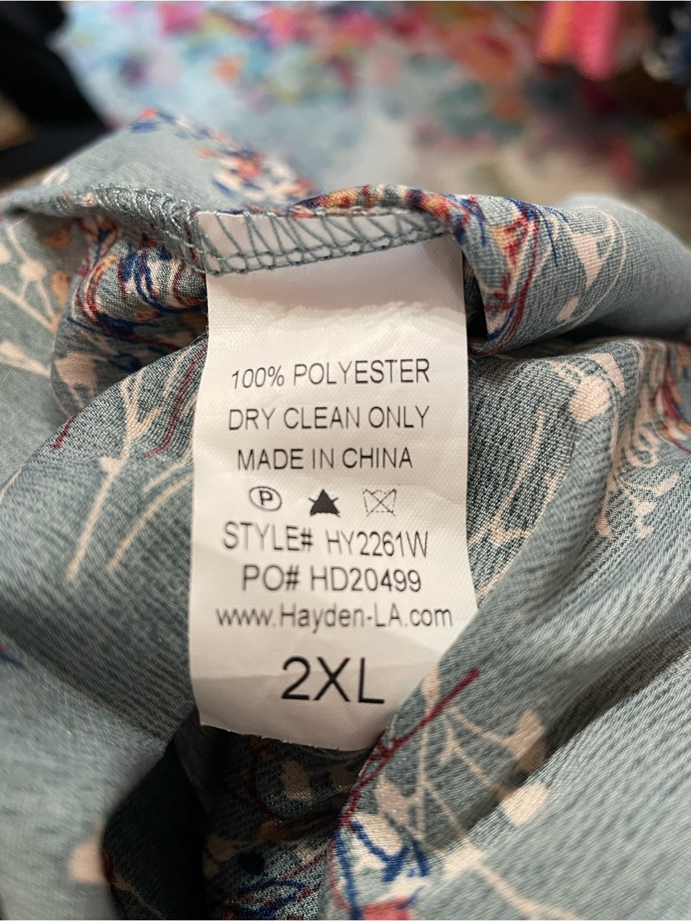 Hayden-Teal Floral Long Sleeve Maxi Dress with Elastic Waist size 2X - Picture 5 of 10